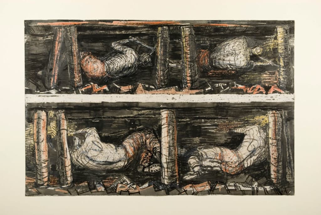 Four Studies Of Miners At The Coalface Drawing. Hmf A. Photo Michael Phipps. Reproduced By Permission Of The Henry Moore Foundation Copy