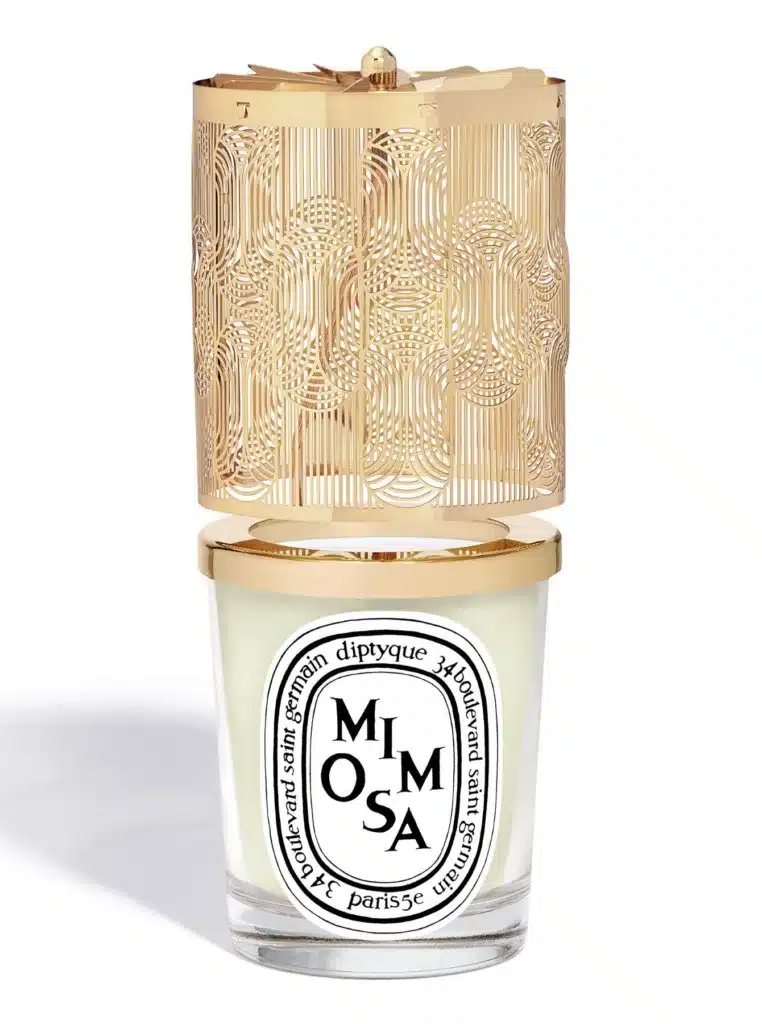 diptyque lantern set with mimosa candle 190g xm23lantern rvb bd 1 1
