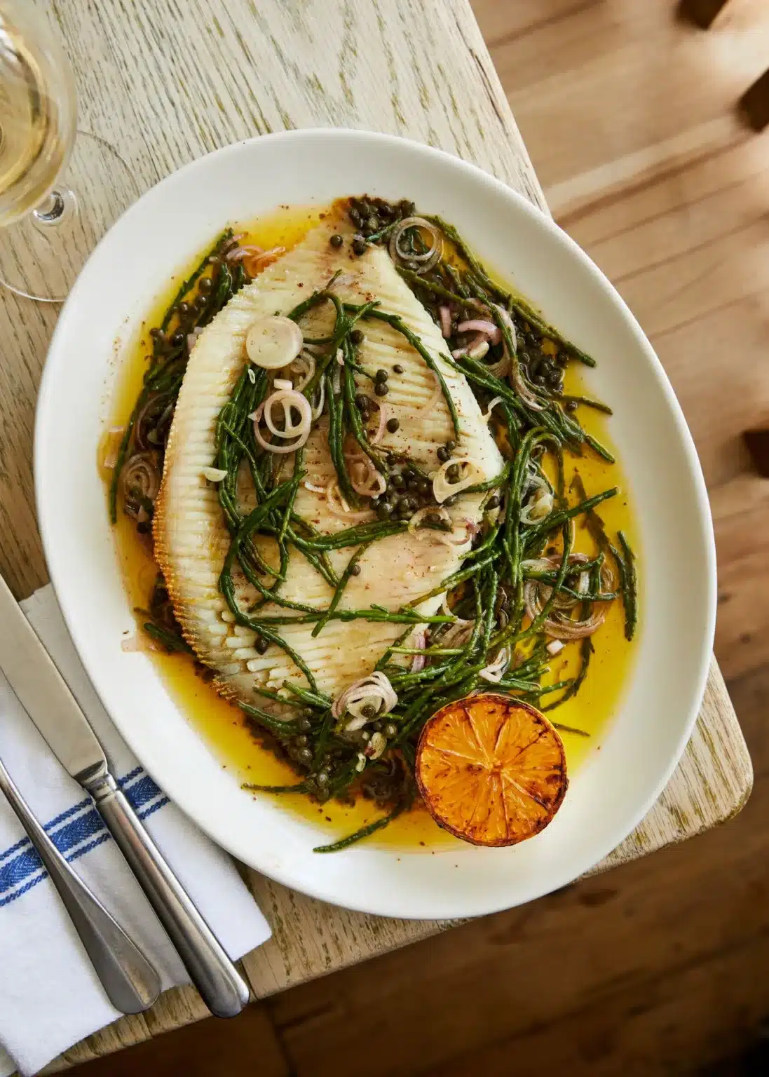 roast skate wing, samphire, lemon and brown butter at the union rye (credit sam a harris)