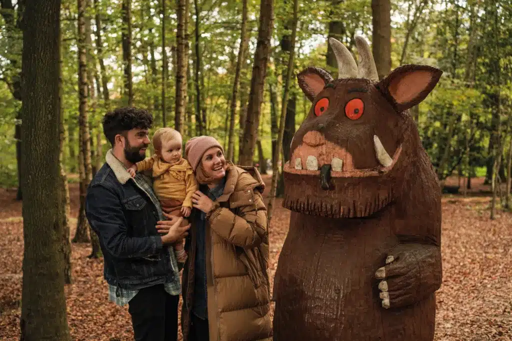 a family at the gruffalo trail in thorndon country park copyright visit essex